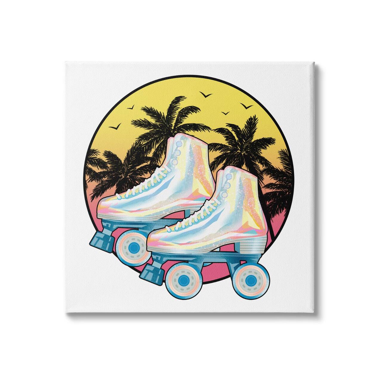 Stupell Industries Retro Tropical Summer Sky Vintage Roller Skating Derby Canvas Wall Art